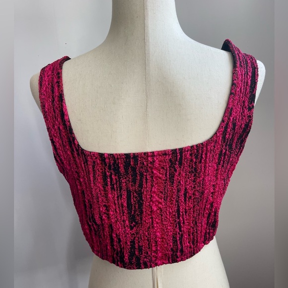 ZARA Hot Pink Textured Corset Crop Top - Picture 9 of 11
